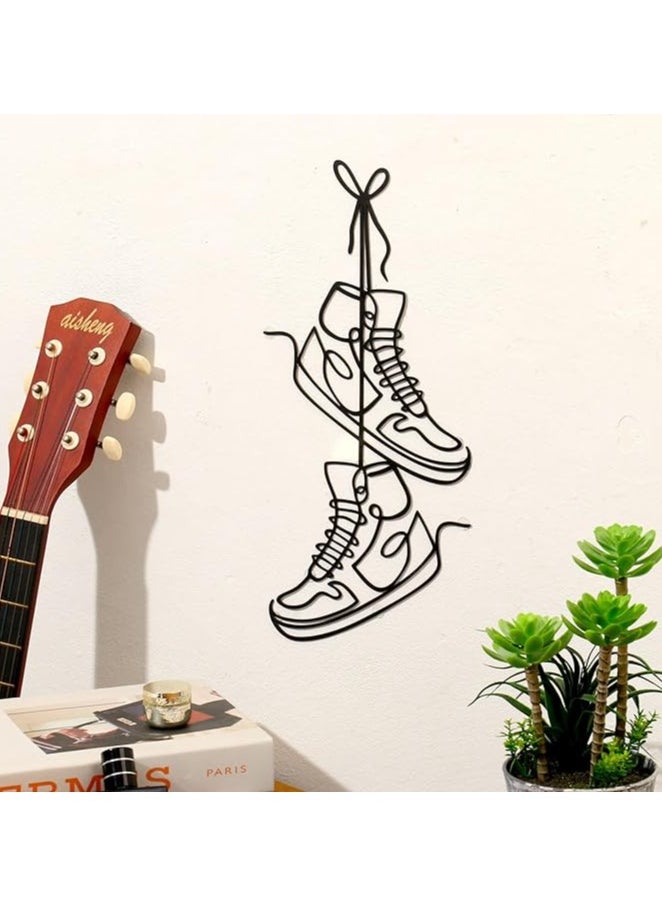 MIRFA Wooden Wall Art With Self Adhesive Base - Black (Pair of Sneakers)  - Image 4