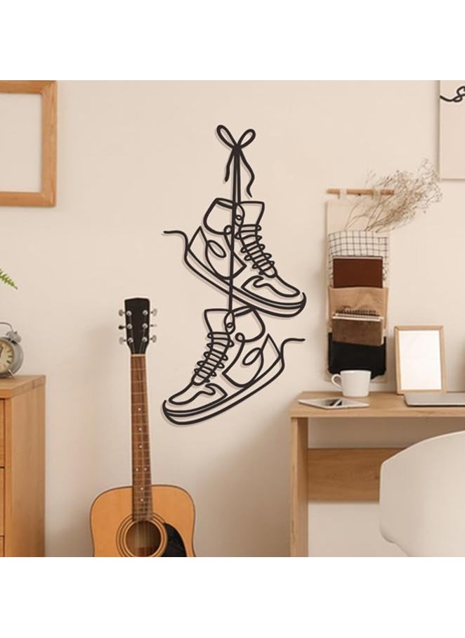 MIRFA Wooden Wall Art With Self Adhesive Base - Black (Pair of Sneakers)  - Image 5