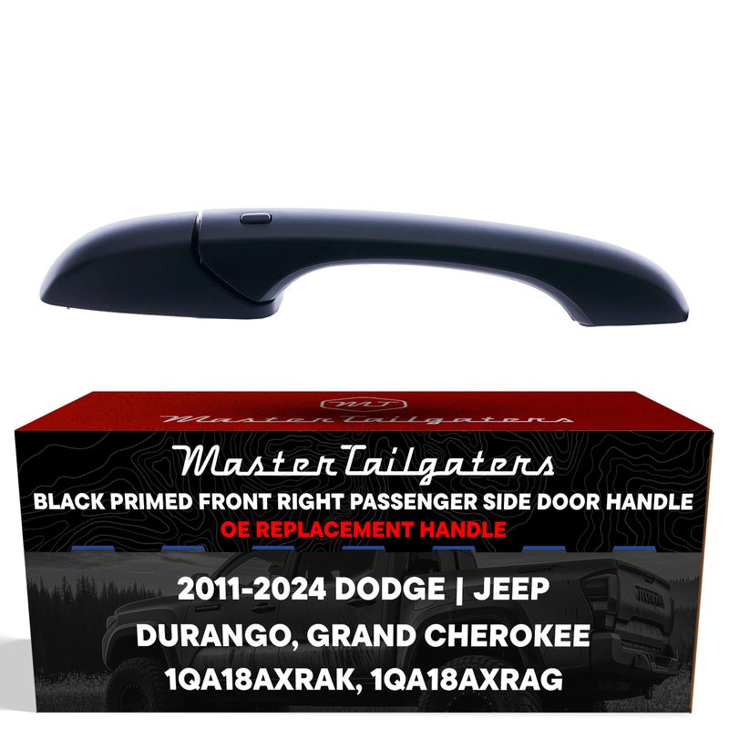 Master Tailgaters Exterior Door Handle Black Primed Replacement for Dodge Durango 20112024 Jeep Grand Cherokee 20112024 OE Part 1QA18AXRAK 1QA18AXRAG Front Right Passenger Side wo Keyhole - Image 2