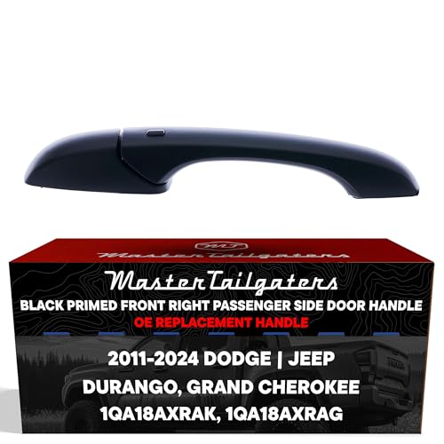 Master Tailgaters Exterior Door Handle Black Primed Replacement for Dodge Durango 20112024 Jeep Grand Cherokee 20112024 OE Part 1QA18AXRAK 1QA18AXRAG Front Right Passenger Side wo Keyhole - Image 1