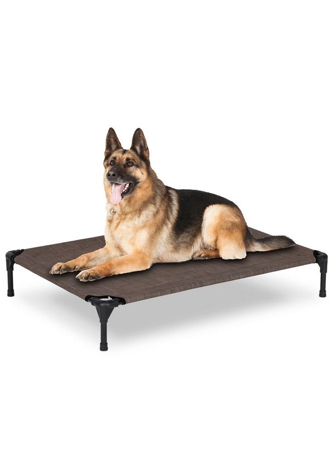 PVY Elevated Outdoor Dog Bed - Raised Dog Bed for Large Dogs, Waterproof Dog Cot Bed Easy to Assemble, Cooling Elevated Dog Bed with Breathable Teslin Mesh, Durable, Non Slip, Brown, 42 inches - Image 1