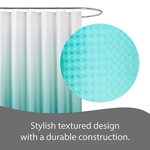 Creative Home Ideas Bathroom Sets with Shower Curtain and Rugs| Shower Curtain Sets with Rugs, Shower Curtain, Liner Set, 2 Chenille Bathmats and 12 Hooks | 70 x72 | White/Turquoise Ombre - Image 4