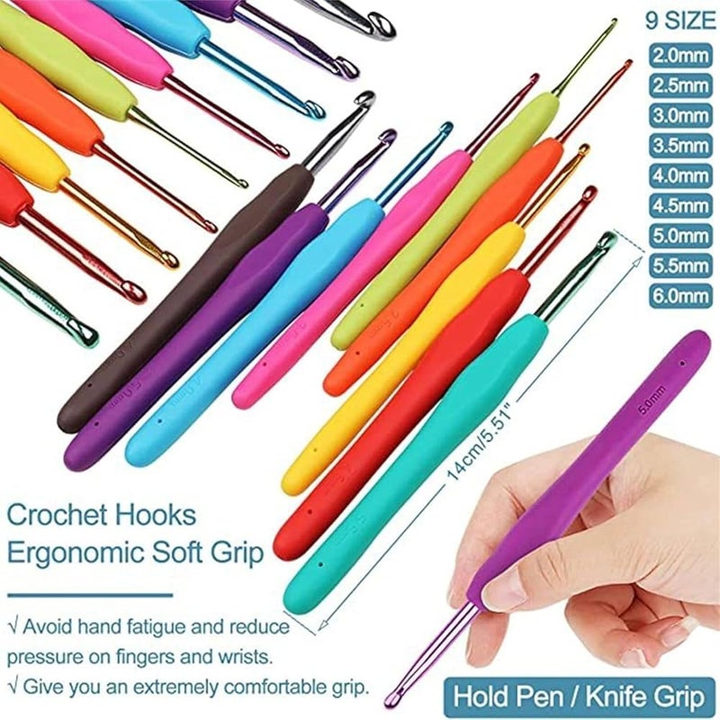 Goreem Crochet Kit for Beginners Crochet Kit Crochet Hook Set 58 Piece Including Yarn Ergonomic Crochet 2.0-6.0mm Crochet Hook Set Kids Crochet Starter Kit UK (Purple) - Image 2