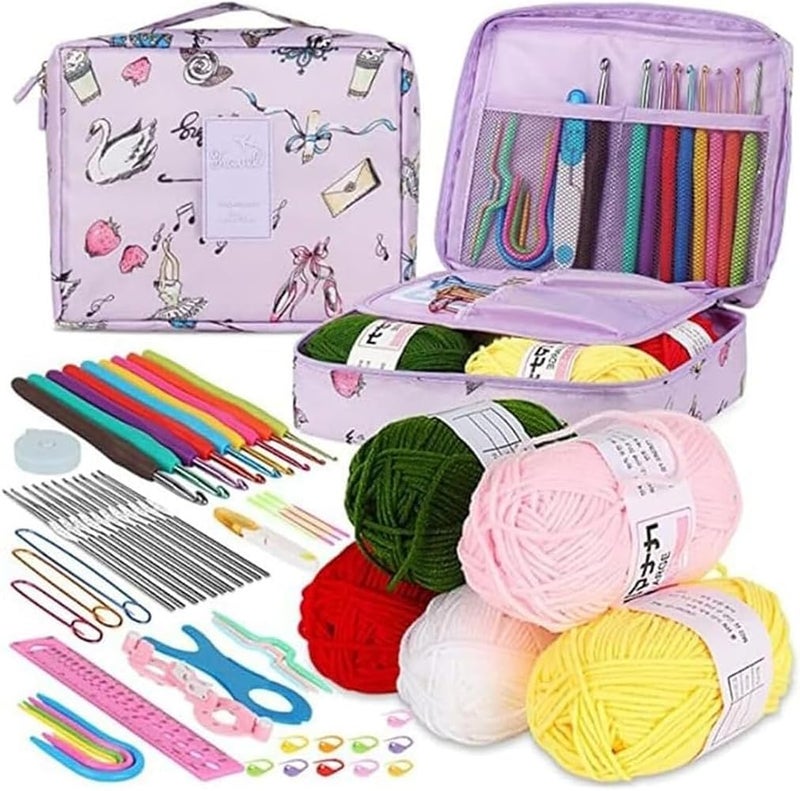 Goreem Crochet Kit for Beginners Crochet Kit Crochet Hook Set 58 Piece Including Yarn Ergonomic Crochet 2.0-6.0mm Crochet Hook Set Kids Crochet Starter Kit UK (Purple) - Image 1