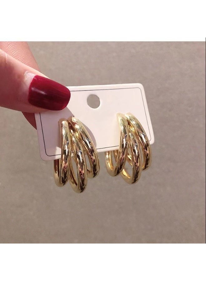 Lavida Fashionable large hoop earrings for women, exaggerated personality, party earrings - Image 3