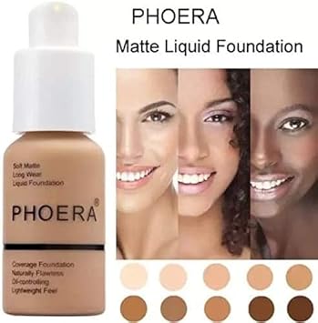 Glamza PHOERA Foundation Concealer Makeup Full Coverage Matte Brighten Long Lasting UK 101 PORCELAIN - Image 3