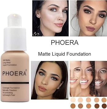 Glamza PHOERA Foundation Concealer Makeup Full Coverage Matte Brighten Long Lasting UK 101 PORCELAIN - Image 4