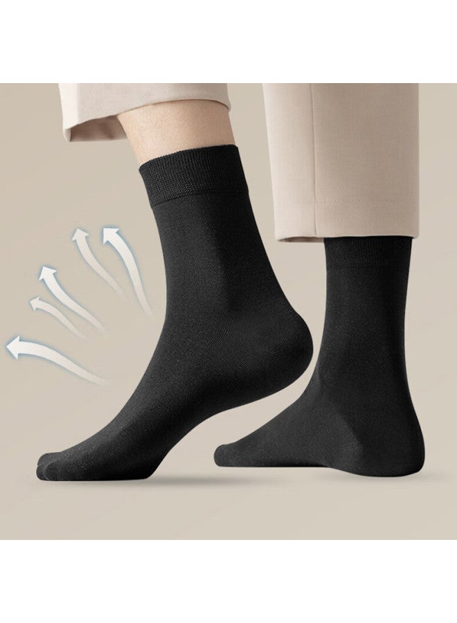 LANG SHA Langsha Men's Socks, 10 Pairs, 2025 Autumn And Winter, Xinjiang Cotton, 10a Antibacterial And Odor-resistant, Black Mid-calf Socks, Men's Business Long Socks - Image 2