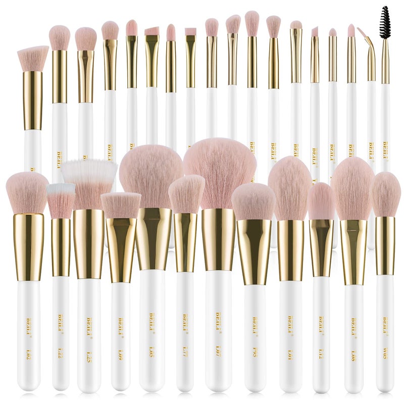 BEILI Makeup Brushes 30Pcs Professional Makeup Brush Set Premium Pink Vegan Synthetic Kabuki Foundation Blending Brush Face Powder Blush Concealers Eye Shadows Make Up Brush Set WhiteRose Gold - Image 1