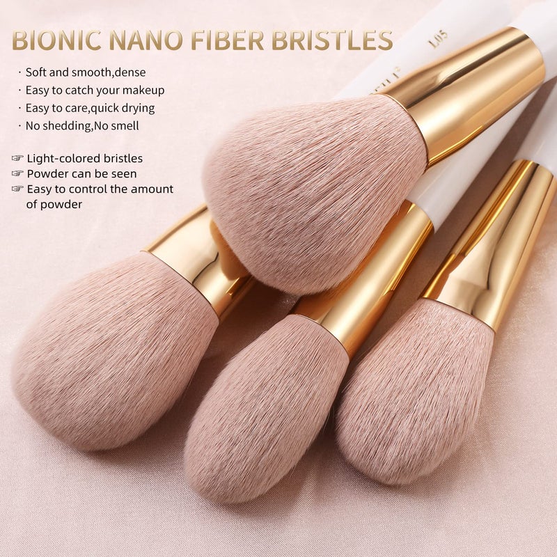 BEILI Makeup Brushes 30Pcs Professional Makeup Brush Set Premium Pink Vegan Synthetic Kabuki Foundation Blending Brush Face Powder Blush Concealers Eye Shadows Make Up Brush Set WhiteRose Gold - Image 3