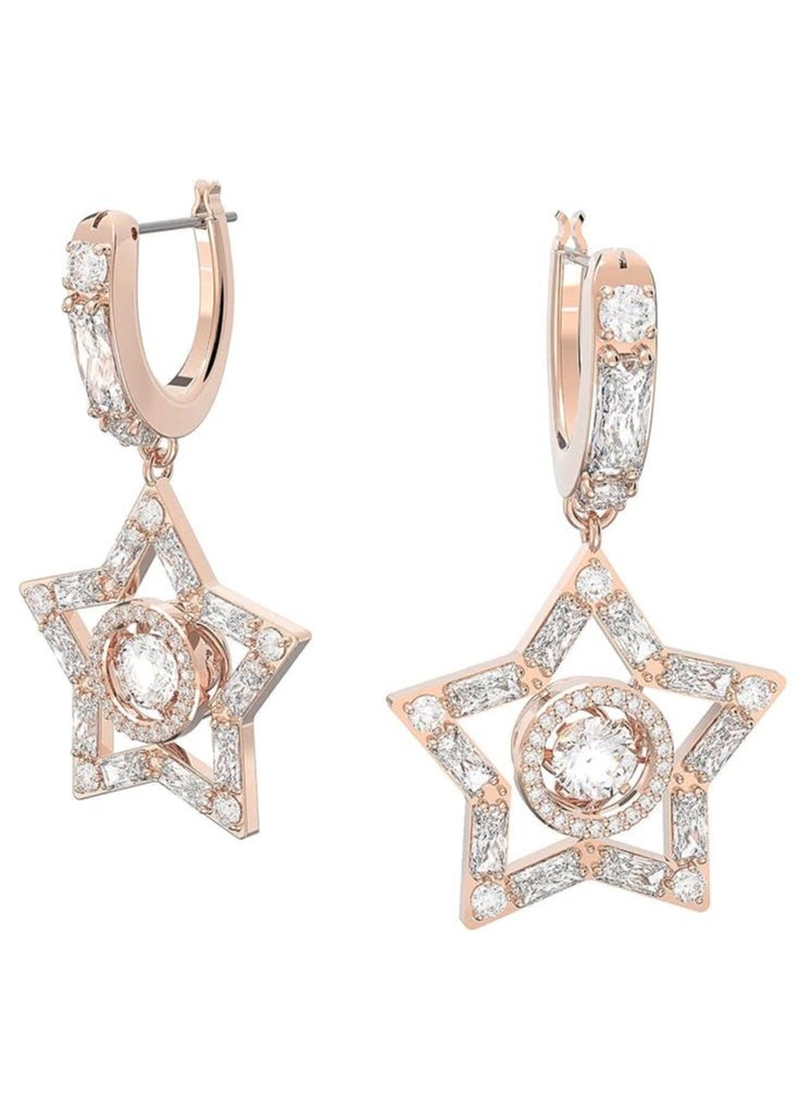 SWAROVSKI Stella Rose Gold Tone Plated Crystal Star Dropper Earrings  - Image 1