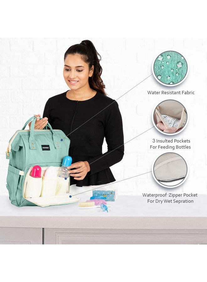 PACKNBUY Classic Diaper Bag for Mothers for Travel, Maternity Bag with Insulated Bottle Pockets, Water Resistant Baby Diaper Bag with Multiple Pockets for Newborn Baby Products (Green) - Image 2