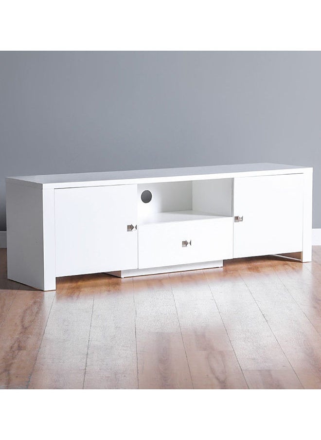 DANUBE HOME Heather TV Cabinet Entertainment Modern Design Wall Unit Furniture Wooden TV Stand For Living Room, Bedroom TV Unit Rack L160XW40XH50 cm - White  - Image 3