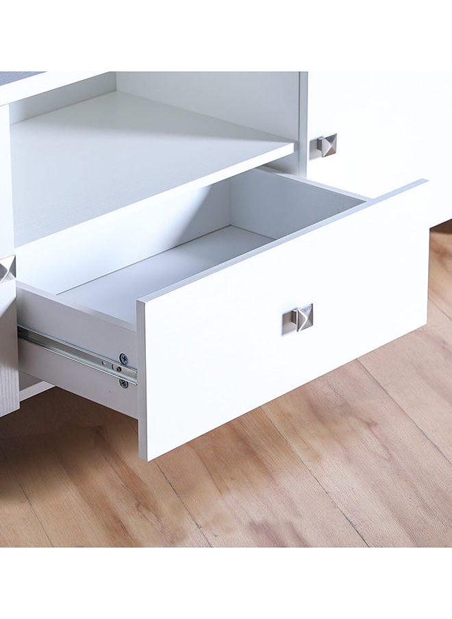 DANUBE HOME Heather TV Cabinet Entertainment Modern Design Wall Unit Furniture Wooden TV Stand For Living Room, Bedroom TV Unit Rack L160XW40XH50 cm - White  - Image 4