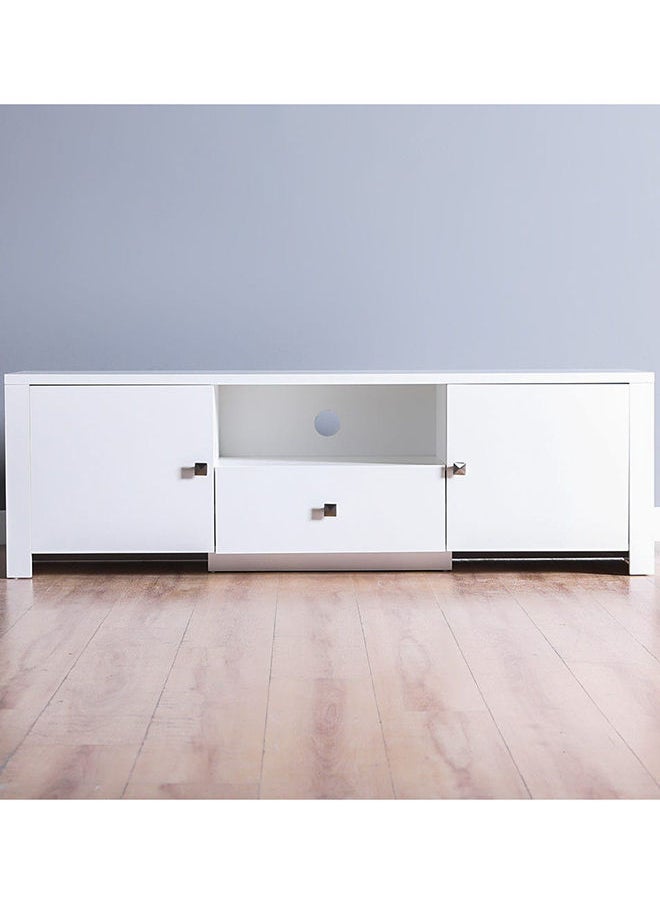DANUBE HOME Heather TV Cabinet Entertainment Modern Design Wall Unit Furniture Wooden TV Stand For Living Room, Bedroom TV Unit Rack L160XW40XH50 cm - White  - Image 2