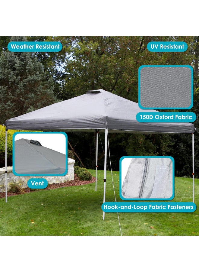Sunnydaze Sunnydaze 12x12 Foot Premium Pop-Up Canopy Shade with Vent - Heavy-Duty Square PU-Coated 150D Oxford Fabric Replacement Top for Canopy - Gray  - Image 4