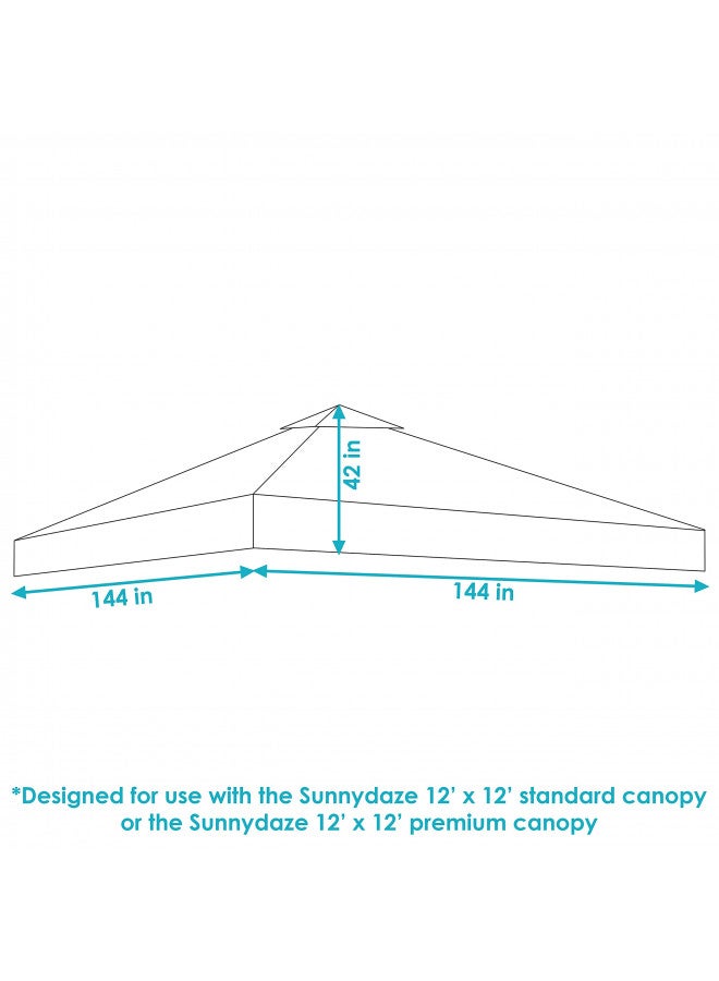 Sunnydaze Sunnydaze 12x12 Foot Premium Pop-Up Canopy Shade with Vent - Heavy-Duty Square PU-Coated 150D Oxford Fabric Replacement Top for Canopy - Gray  - Image 3