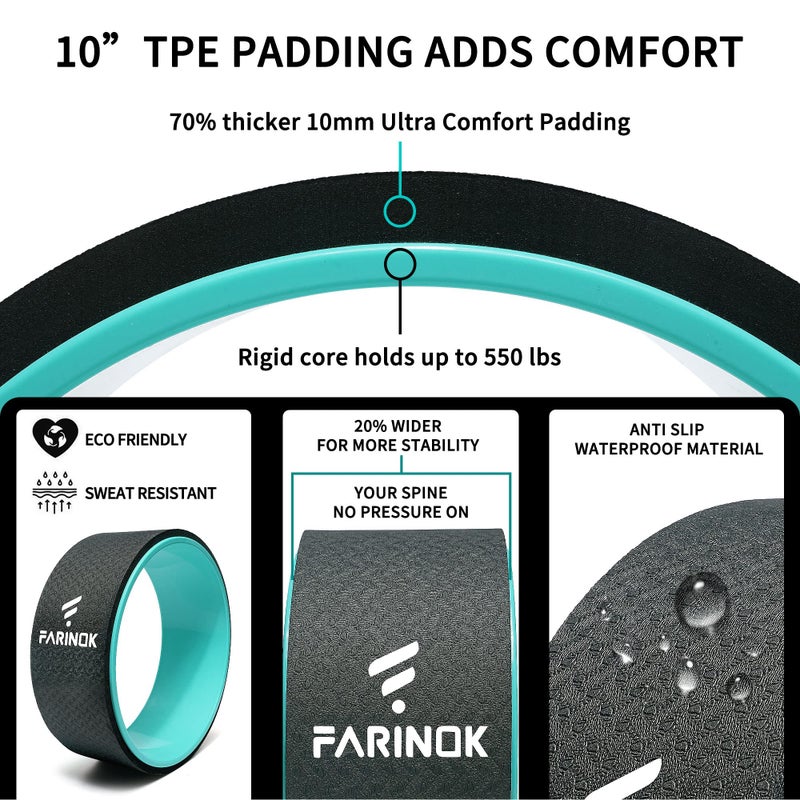 FARINOK Yoga Wheel for Back Pain Relief, Back Roller Wheel with Extra Cushion, Wider & Thickest Foam, Stretches and Strengthens Core Muscles - Image 3