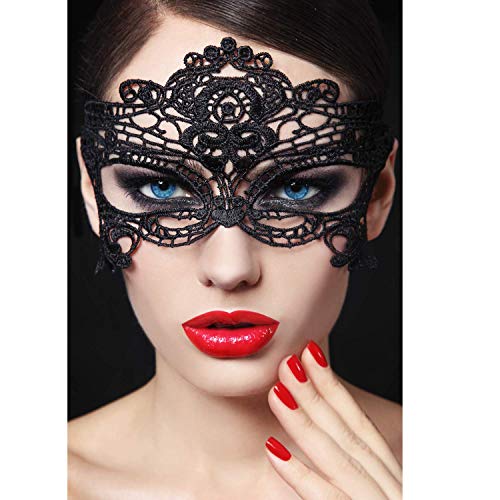 Xloey 20 Pieces Lace Mask Masquerade Venetian Eyemask Halloween Sexy Woman Lace Mask for Halloween Masquerade Carnival Party Costume Ball, Black - Image 4