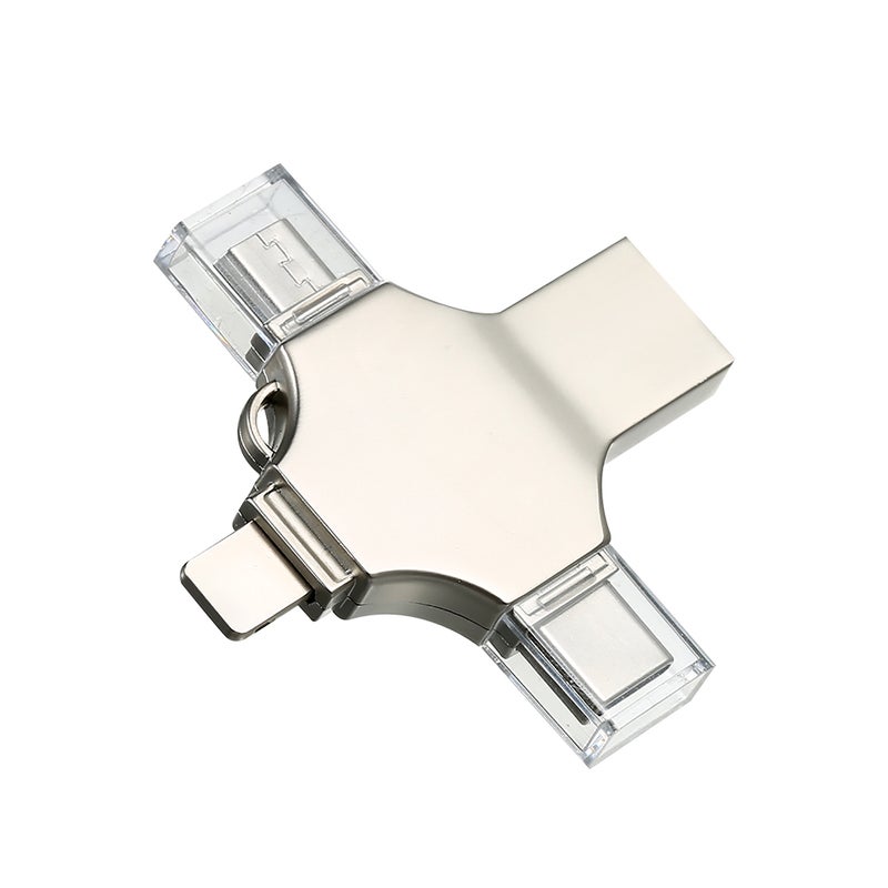 16GB محرك فلاش USB معدني رباعي الوظائف، محرك فلاش USB ميني مزدوج الاستخدام لجوال وحاسوب، يدعم أجهزة Type-C وMicro USB وiOS - Image 3