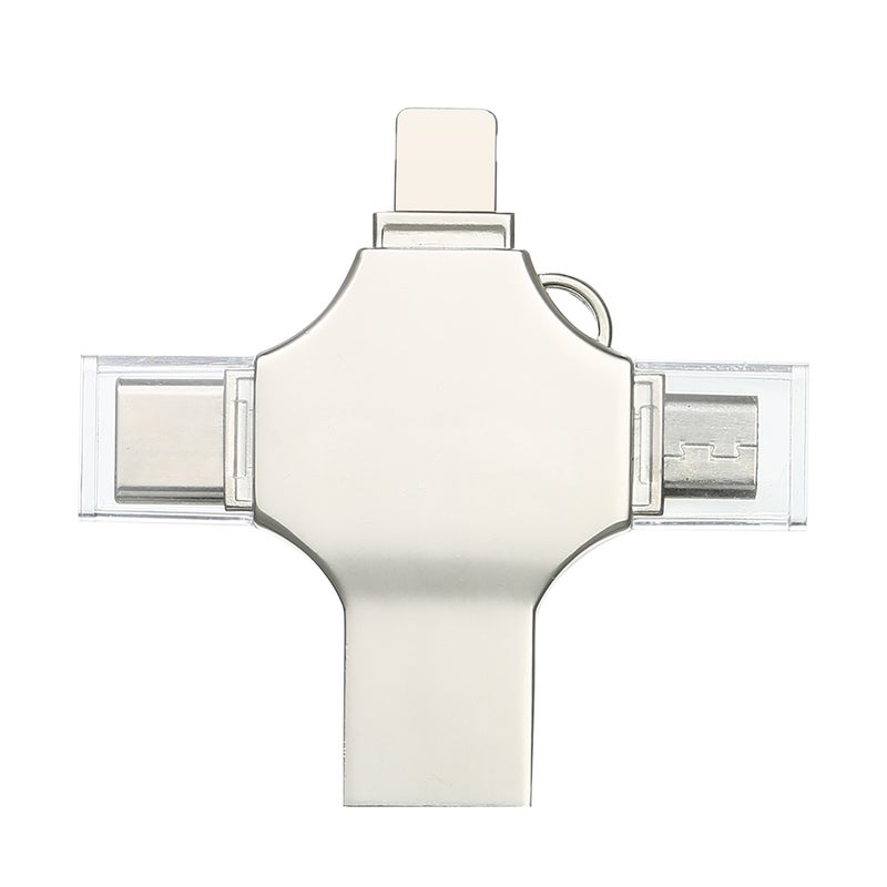 16GB محرك فلاش USB معدني رباعي الوظائف، محرك فلاش USB ميني مزدوج الاستخدام لجوال وحاسوب، يدعم أجهزة Type-C وMicro USB وiOS - Image 4