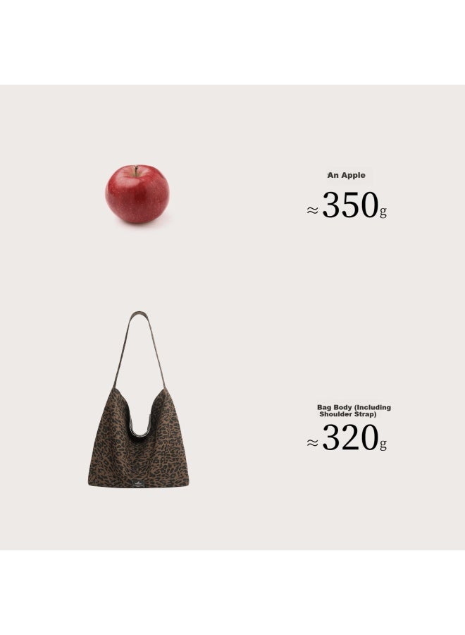 MOOD Miaodi Relaxed Lazy Style Leopard Print Large Capacity Double-sided Shoulder Commuter Canvas Tote Bag Women's Underarm Hobo Bag - Image 3