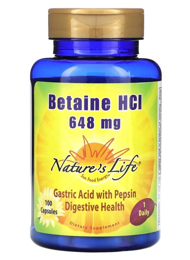 Nature's Life Betaine Hcl 648 mg 100 Capsules 