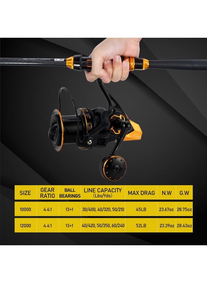Dr.Fish Saltwater Spinning Reels, Full Metal Surf Fishing Reel, 13 +1 BB, 52 LB Max Drag Ocean Sea Fishing Reel, Heavy Duty Long Cast Offshore Trolling Reel Beach Casting - Image 2