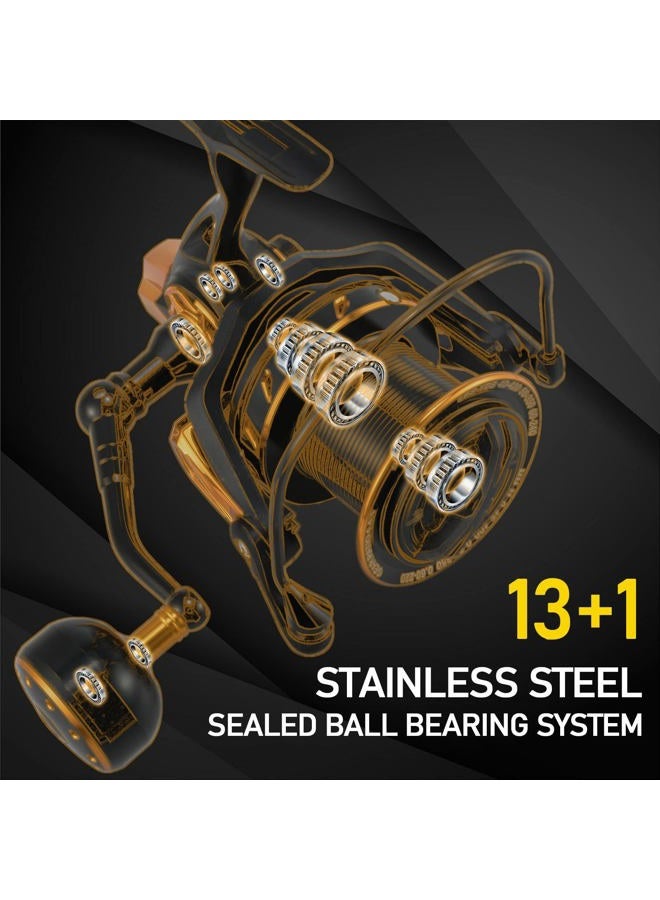 Dr.Fish Saltwater Spinning Reels, Full Metal Surf Fishing Reel, 13 +1 BB, 52 LB Max Drag Ocean Sea Fishing Reel, Heavy Duty Long Cast Offshore Trolling Reel Beach Casting - Image 5