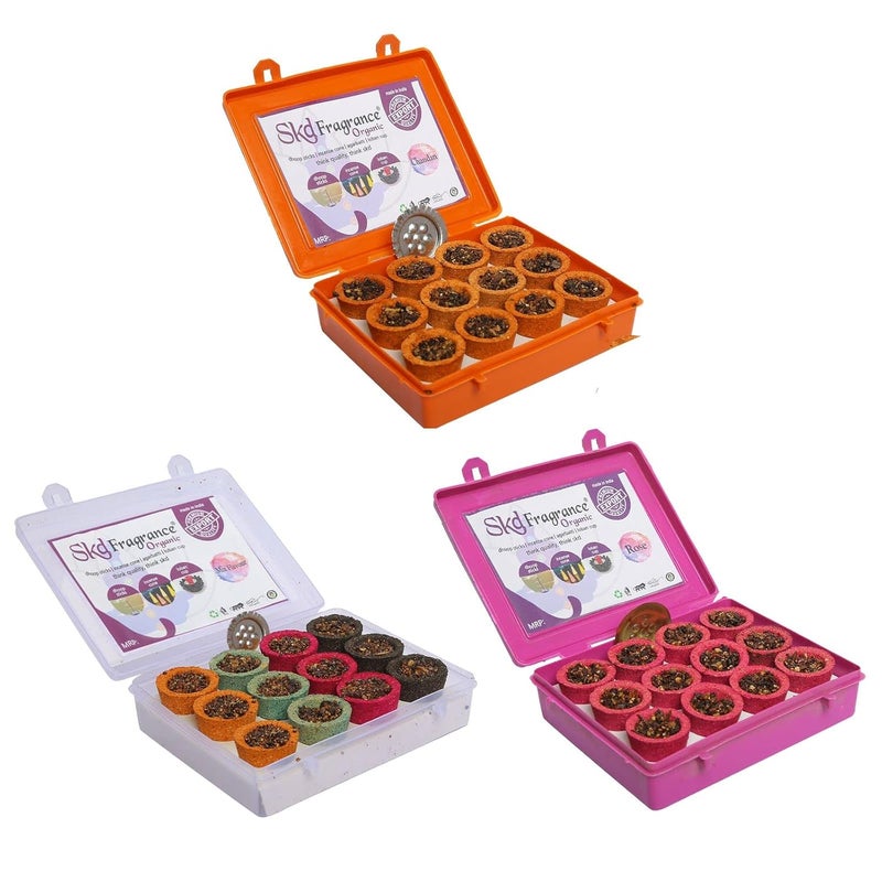 S K D S K D Mix Flavour ChandanRoseGuggal Havan Mini Dhoop Cup with Burner Plate for Pooja MeditationFestivals and Spiritual Events Dhoop Cup for Home OfficeDhoop sambrani Pack 1x12 Cups  - Image 5