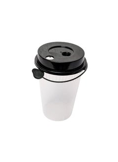 Shop & Shoppee Shop & Shoppee Reusable Tumbler Glass with lids | Multipurpose Hygienic for Cold Drink in Party, social gathering, Weddings| Cold Beverage Mocktail Glass Tumbler (250ml,Clear Glass,Black Lid) (25 Pcs)  - Image 1