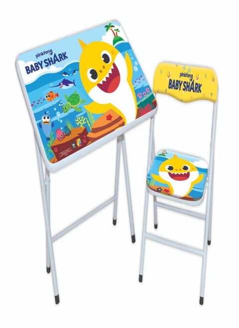 Baby Shark Study Table And Chair Set For Kids Multicolor 60x40x52cm