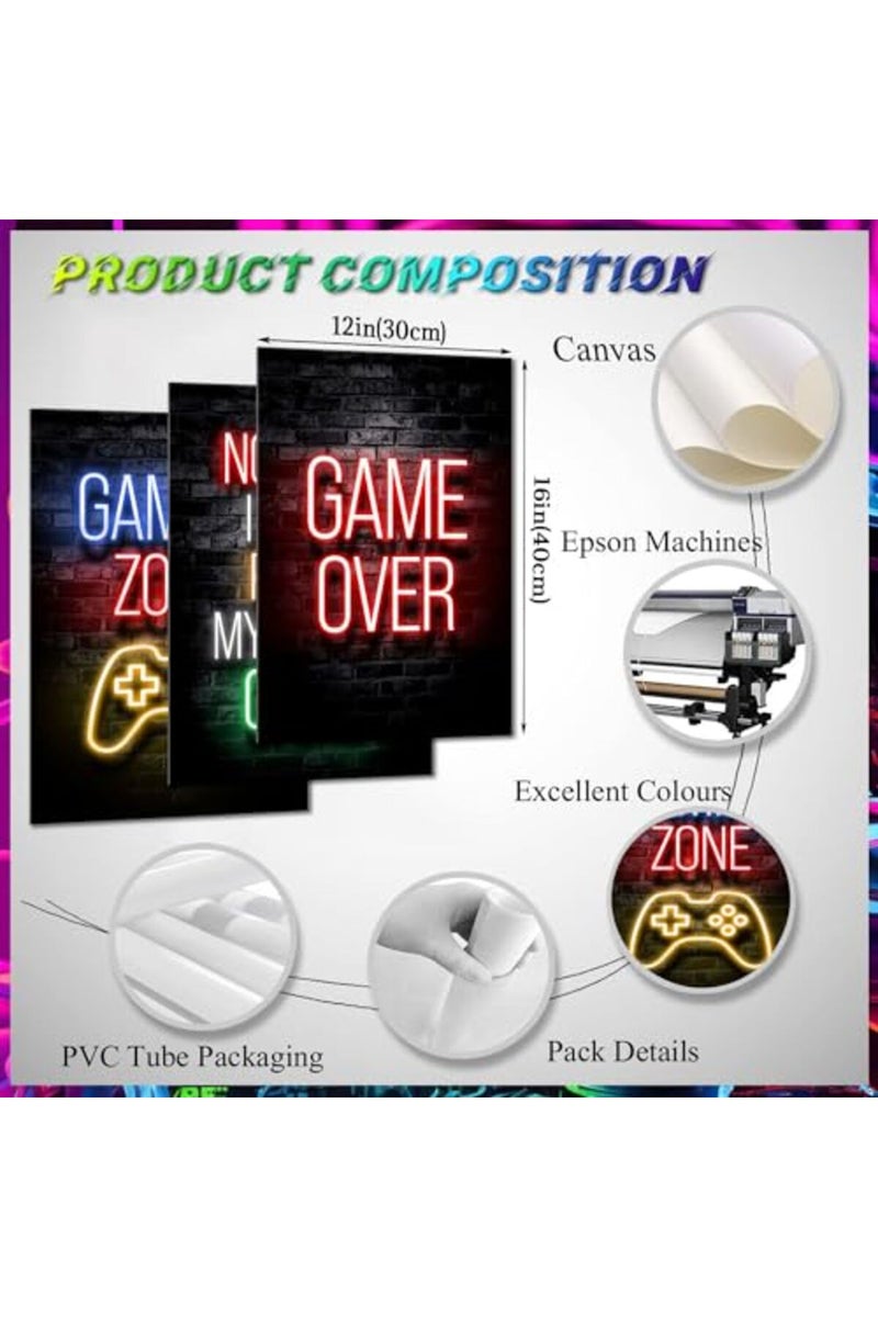 BGFCE Gaming Posters Canvas Wall Art Decor, Teen Game Room Decorations, Boys Room Decor, Gamer Wall Decor, Gamer Room Decor for Boys Wall 12"X16" - Unframed Set of 3 - Image 4