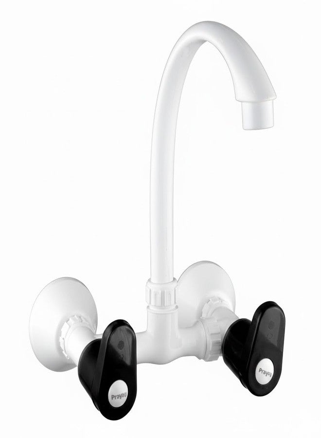Prayag® Black Pearl Sink Mixer Foam Flow with Flange for Kitchen Basin | 3-Years Manufacturer Warranty | PTMT Mixer Tap for Hot and Cold Water Control with Smooth Operation - (Black & White) - Image 1