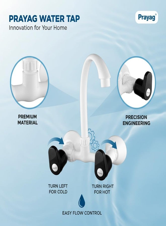 Prayag® Black Pearl Sink Mixer Foam Flow with Flange for Kitchen Basin | 3-Years Manufacturer Warranty | PTMT Mixer Tap for Hot and Cold Water Control with Smooth Operation - (Black & White) - Image 3
