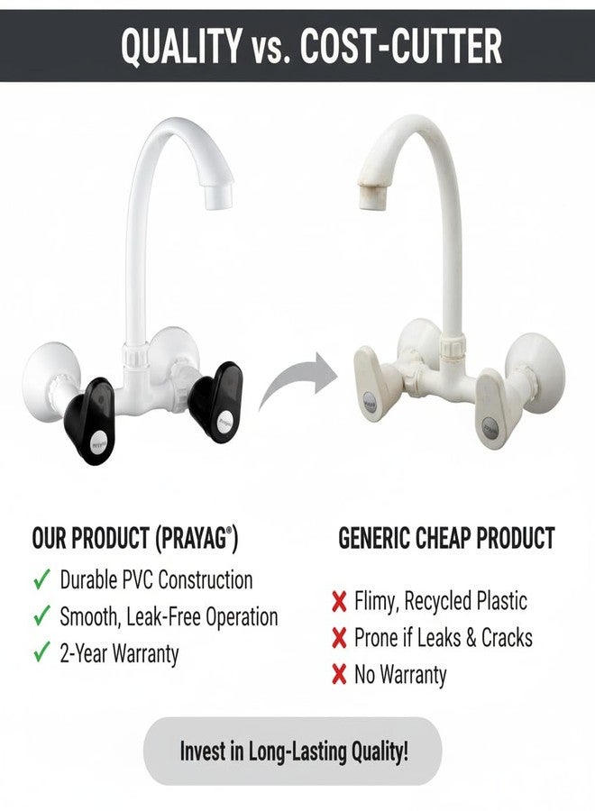 Prayag® Black Pearl Sink Mixer Foam Flow with Flange for Kitchen Basin | 3-Years Manufacturer Warranty | PTMT Mixer Tap for Hot and Cold Water Control with Smooth Operation - (Black & White) - Image 2