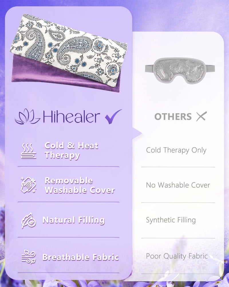 Hihealer Lavender Eye Pillow for Relaxation, Yoga, Sleep â€“ Weighted Eye Mask for Headache, Sinus, Aromatherapy Moist Heat Compress, Meditation Accessory, Relaxation Gift for Women (Purple) - Image 3