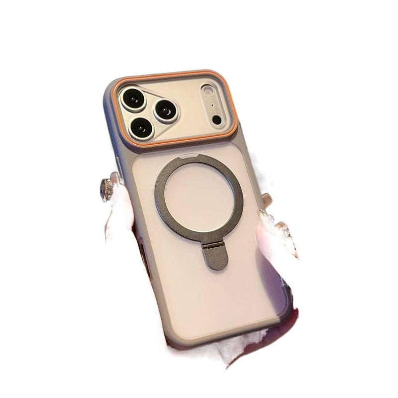 غطاء MagSafe لـ باللون رمادي مغناطيسي بوظيفة حامل iPhone 16 / 16 Plus / 16 Pro / 16 Pro Max مع ملمس غير لامع ومغناطيس قوي مع مقاوم للصدمات مع حامل قائم مع حماية من السقوط للمكتب - Image 5