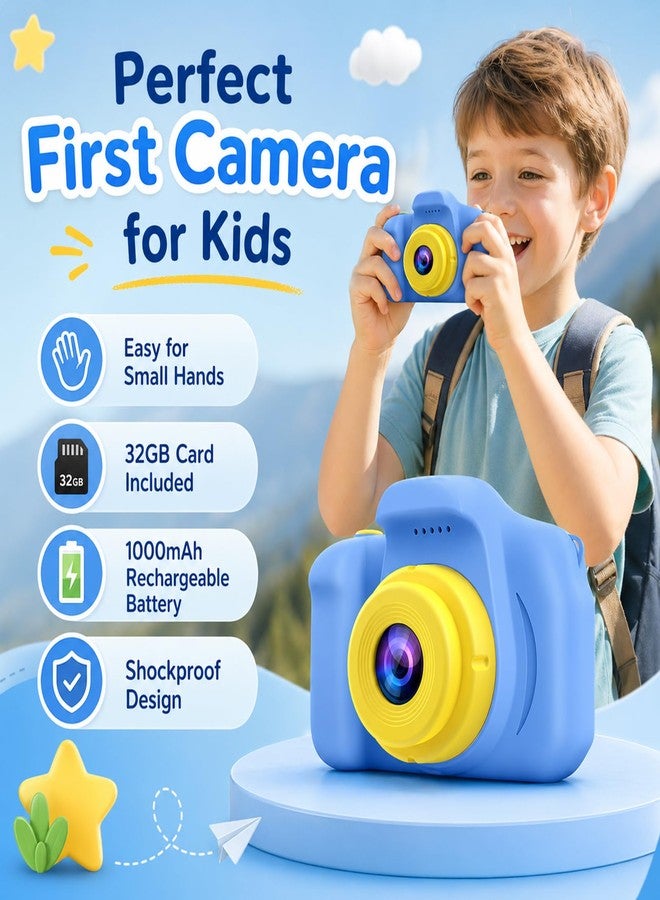 Desuccus Kids Camera for Boys Girls Age 3-9, Toddler Digital Camera with 32GB SD Card, 1080P Video, Games & Filters, Shockproof First Camera Toy, Birthday for 3 4 5 6 7 8 9 Year Old - Image 2