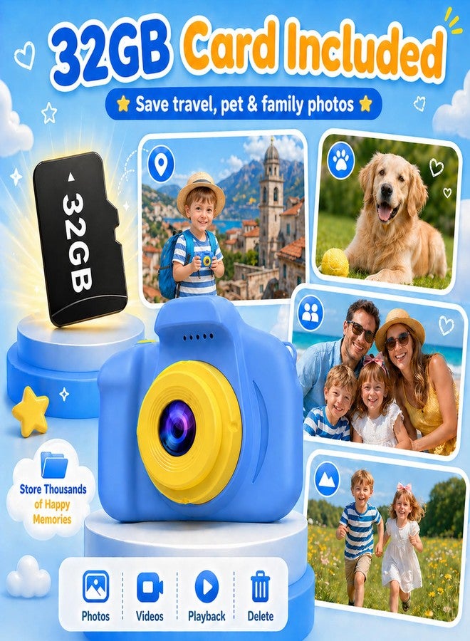Desuccus Kids Camera for Boys Girls Age 3-9, Toddler Digital Camera with 32GB SD Card, 1080P Video, Games & Filters, Shockproof First Camera Toy, Birthday for 3 4 5 6 7 8 9 Year Old - Image 5
