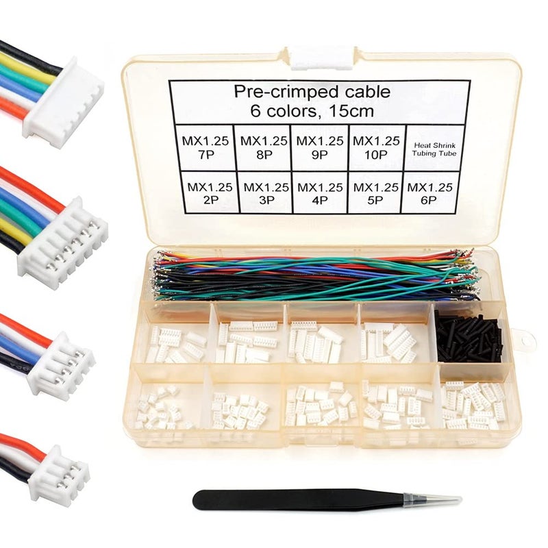 elechawk 1.25mm Pitch Connectors and Pre-Crimped Cables Compatible with JST Molex PicoBlade 1.25mm for Pixhawk Silicone 15cm Wire - Image 1