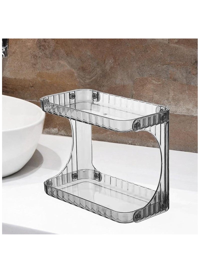 2 Pcs Multifunctional 2-Tier Cosmetic Organizer Storage Shelf Caddy Stand Countertop Makeup Rack Vanity Tray for Toiletries Perfume Jewelry Storage Shelf for Bathroom Dresser Home Kitchen - Image 3