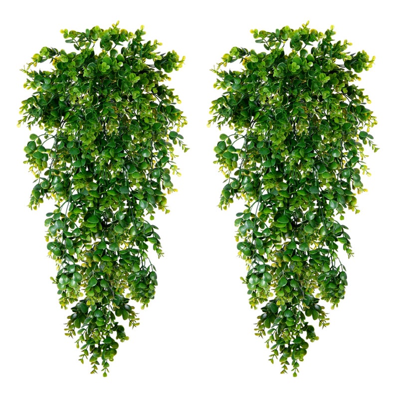 Hrobek Fake Hanging Plants 2pcs 3ft Lifelike Artificial Eucalyptus Greenery for Spring Summer Decoration Faux Vine Plant for Wall Shelf Home Office Patio Indoor Outdoor Decor