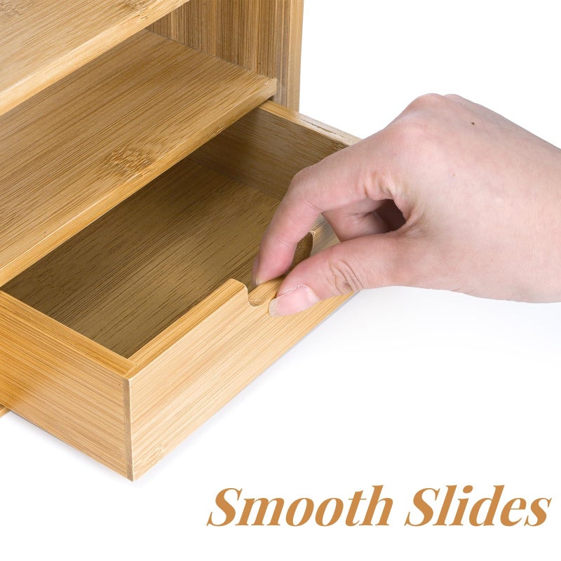 Eorbow Bamboo Desktop Bookshelf, Expandable Counter Bookcase, Storage Shelves Rack Organizer with Anti-Slip Pads, Cute Small Desk Display Cubby Top for Office Supplies, No Assembly Needed - Image 5