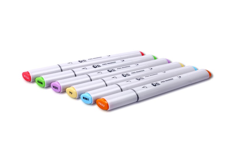 HAKIM'S Hs Twin Tip Brush Pro Markers Set Of 6 - Primary, Multicolor - Image 2