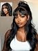 UNICE Body Wave Human Hair Wig with Wispy Bangs, Glueless 7x5 Lace Front Wig Pre Cut Pre Plucked Bleached Knots, Beginner Friendly Ready to Wear Drawstring Wig, Natural Black 180% Density 26 Inch - Image 2