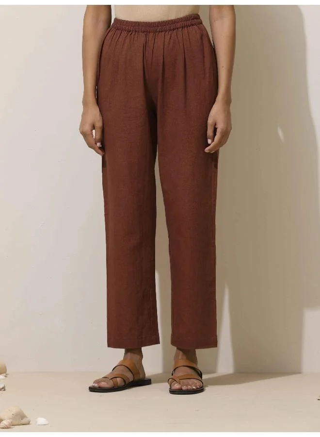 trueBrowns trueBrowns Brown Cotton Kurta  Pant Set