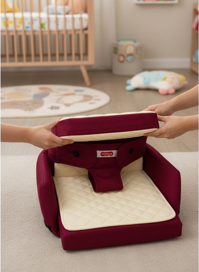 ibaby 2-in-1 Portable Baby Chair & Bed - Foldable Booster Seat and Lounger for Travel and Home Use (Soft & Secure) - Image 4