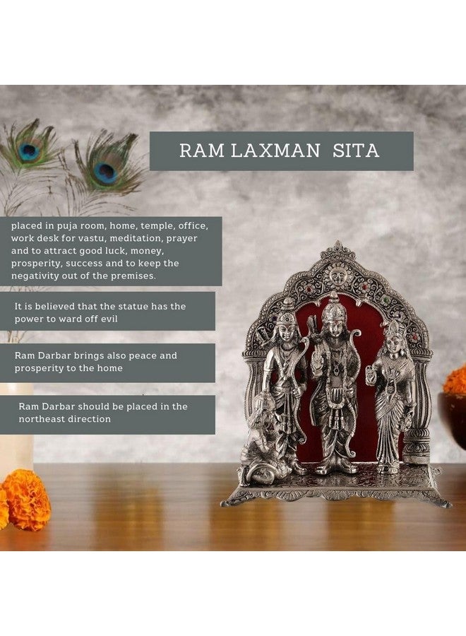 Exclusive Designer With Device LAVANAYA SILVER® - Silver Plated Ram Darbar God Idols (29.5 cm x 28 cm x 14.5 cm, Silver) Idral for Annivversary, Diwali, Corporate Gift, Wedding Return Gifts, House Warming Gift  - Image 5