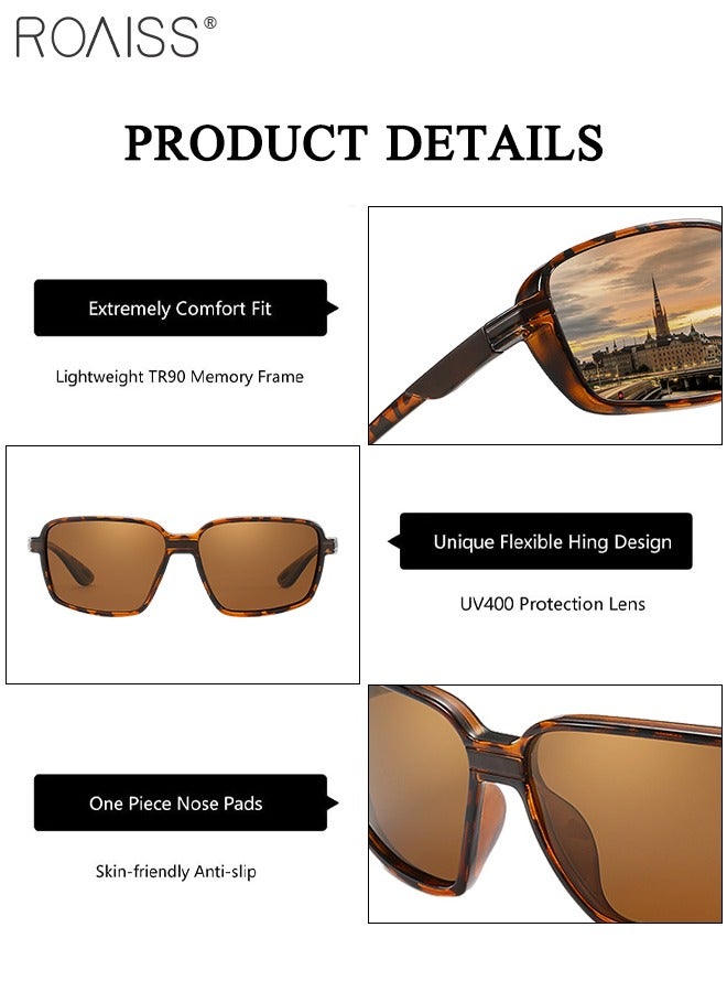 roaiss Polarized Sports Sunglasses for Men Women, UV400 Protection Cycling Glasses, Outdoor Dust Proof Goggles for Baseball Running Fishing Golf, Leopard Pattern and Brown - Image 5